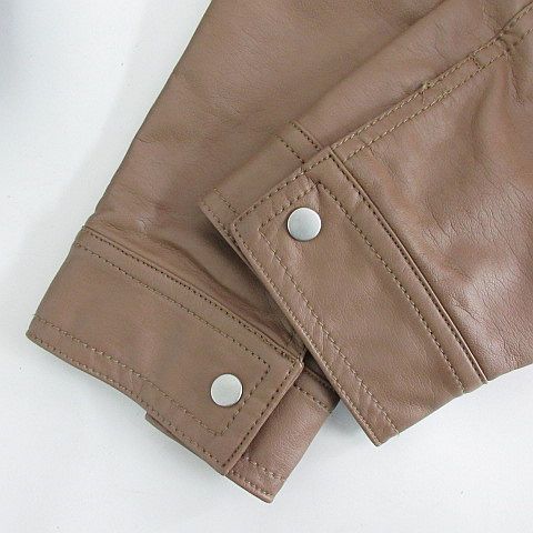  As Know As as know as rider's jacket fake leather imitation leather long sleeve hood unusual material Zip up Brown *EKM