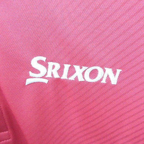スリクソン SRIXON DESCENTE デサント ゴルフ ポロシャツ 半袖 プリント 斜めストライプ 刺繍 赤 黒 レッド ブラック M メンズ_画像7