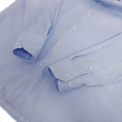 未使用品 HUGO BOSS PERFORMANCE シャツ ワイシャツ レギュラーフィット FINEST SWISS FABRIC スイス製生地 長袖 総柄 青 白 M_画像4