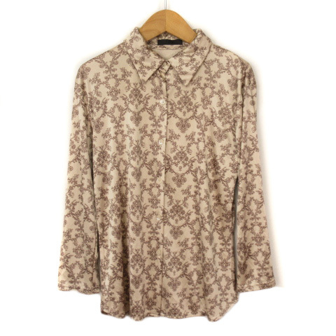  I si- Be iCB blouse shirt floral print 7 minute sleeve L beige lady's 