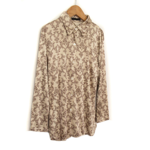  I si- Be iCB blouse shirt floral print 7 minute sleeve L beige lady's 