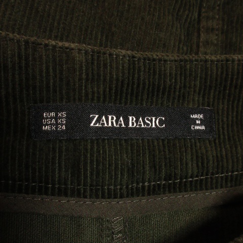 ザラ ベーシック ZARA BASIC スカート コーデュロイ フレア ロング マキシ XS 緑 カーキ /AO11 ☆ レディース_画像6