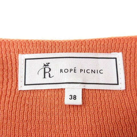 ロペピクニック ROPE Picnic ニット カットソー 刺繍 五分袖 リブ 38 オレンジ /MN レディース_画像5