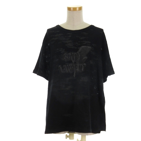 サンローラン パリ SAINT LAURENT PARIS Tシャツ 半袖 薄手 プリント コットン ブラック XL レディース