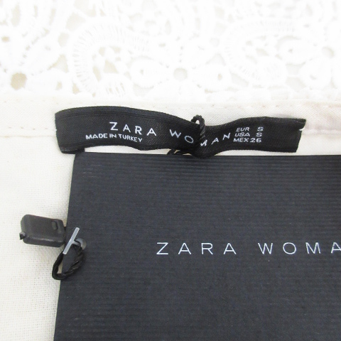 未使用品 ザラウーマン ZARA WOMAN 台形スカート ひざ丈 総レース 刺繍 S 白 ホワイト /FF50 レディース_画像5