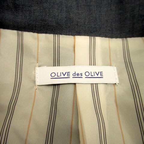 オリーブデオリーブ OLIVE des OLIVE テーラードジャケット ミドル丈 総裏地 シングルボタン S ブルー 青 /MS9 レディース_画像4