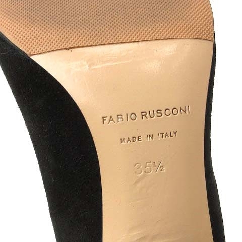 ファビオルスコーニ FABIO RUSCONI パンプス シューズ スエード チャンキーヒール ポインテッドトゥ 無地 黒 イタリア製 35.5 約23cm 靴 ■_画像8