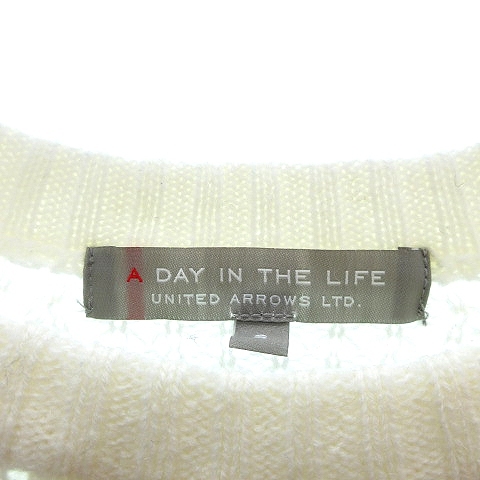 ユナイテッドアローズ A DAY IN THE LIFE UNITED ARROWS ニットカットソー クルーネック ボーダー 長袖 S アイボリー 白 ホワイト /AU レデ_画像5