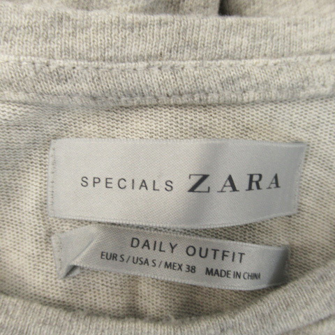 ザラ ZARA カットソー 長袖 ラウンドネック 無地 S グレー /YK31 ■MO レディース_画像4