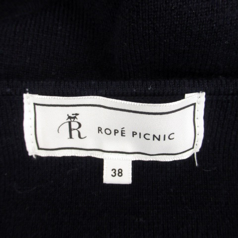 ロペピクニック ROPE Picnic ニット カットソー Vネック 五分袖 ロールアップ 38 紺 ネイビー /HO32 レディース_画像4