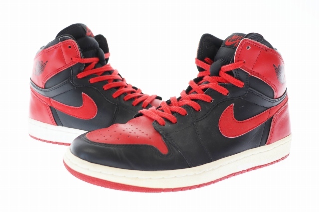 ナイキ NIKE 2001年製 AIR JORDAN 1 RETRO BRED エア ジョーダン レトロ ブレッド 136066-061 27 黒 赤 ブラック レッド ブランド古着ベク