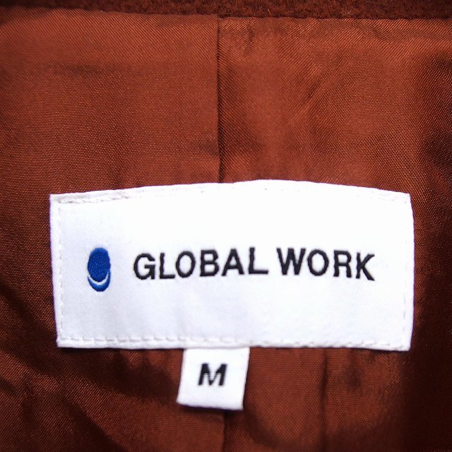 グローバルワーク GLOBAL WORK チェスター コート アウター ロング ウール混 スナップボタン 無地 M 茶 ブラウン /NT14 レディース_画像3