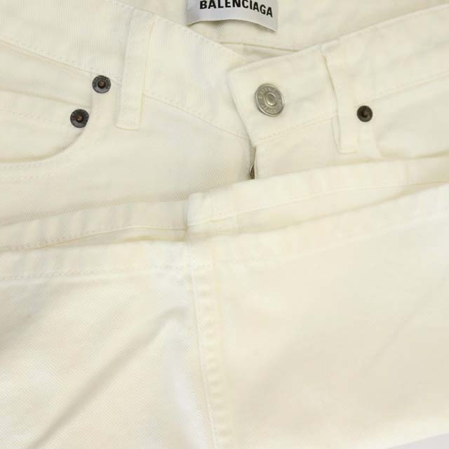 バレンシアガ BALENCIAGA 19年製 コットン ミニ デニムスカート タイト ボタンフライ 34 白 ホワイト /CM ■OS ■SH レディース_画像7