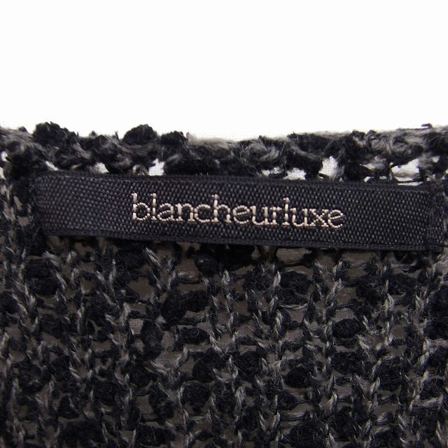 ブランシュール blancheurluxe チュニック ニット セーター 長袖 Uネック ミックス F グレー ブラック 黒 /FT15 レディース_画像3