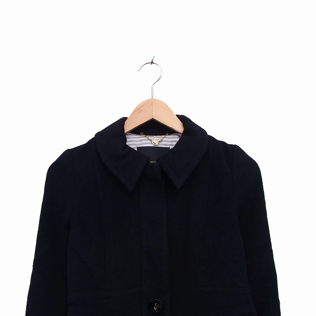  Rosebullet rosebullet coat outer turn-down collar middle height wool simple 1 black black /KT35 lady's 