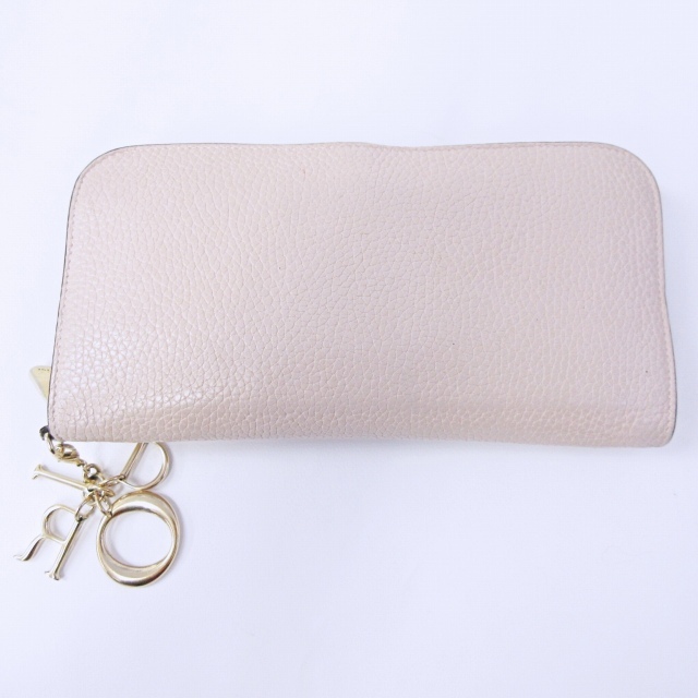 あなたにおすすめの商品 ディオール レディース 1114 ベージュ ロゴチャーム 長財布 ラウンドジップ レザー ディオリッシモ Dior 女性用財布 