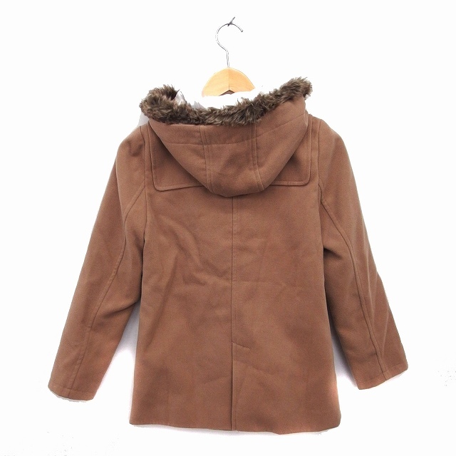  E hyphen world gallery E HYPHEN WORLD GALLERY duffle coat outer Short fake fur slit plain F tea 