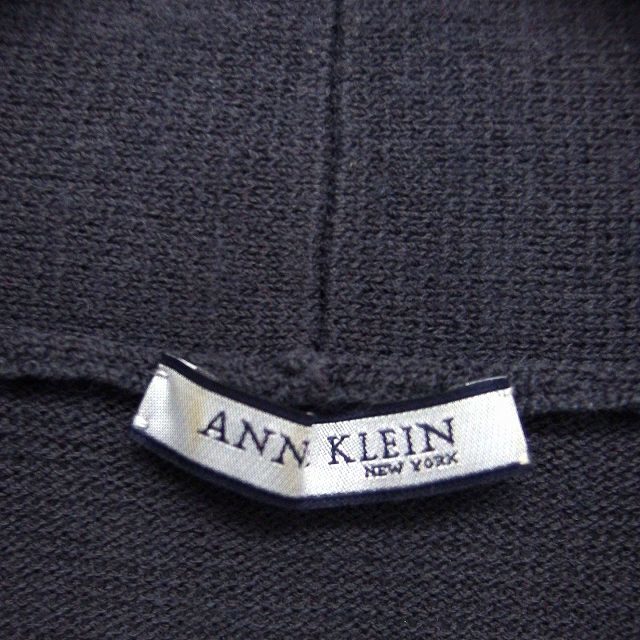 アンクライン ANNE KLEIN ニット セーター プランジングネック 長袖 無地 ウール混 M チャコール /FT21 レディース_画像3