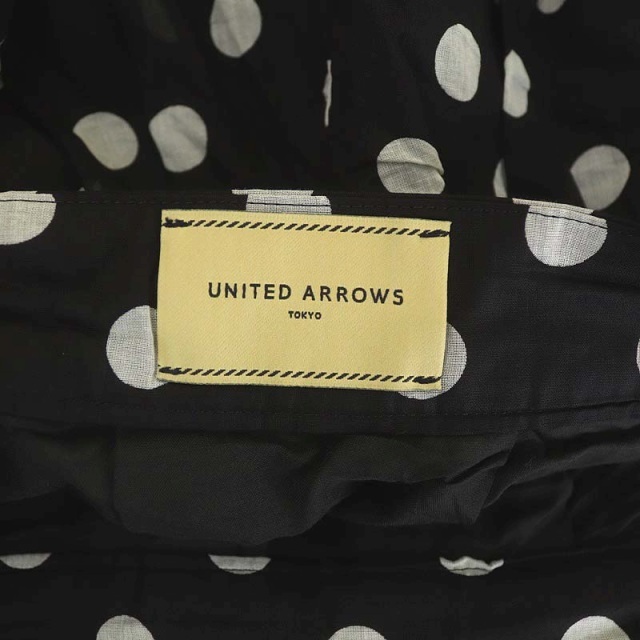 ユナイテッドアローズ UNITED ARROWS ドットギャザーロングスカート フレア ギャザー 水玉 40 黒 白 ブラック ホワイト レディースの画像3