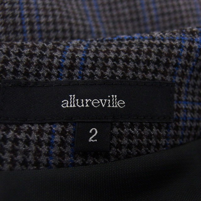 アルアバイル allureville スカート タイト ひざ丈 タック スリット バックジップ 千鳥柄 チェック 2 グレー /NT27 レディース_画像3