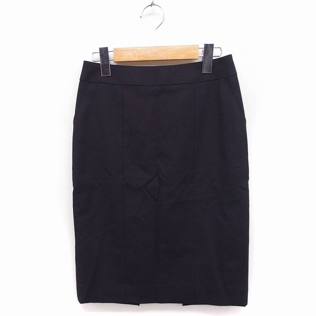 アンクライン ANNE KLEIN タイトスカート ひざ丈 裾タック 無地 ウール 小さいサイズ 5 ブラック 黒 /FT32 レディース_画像1