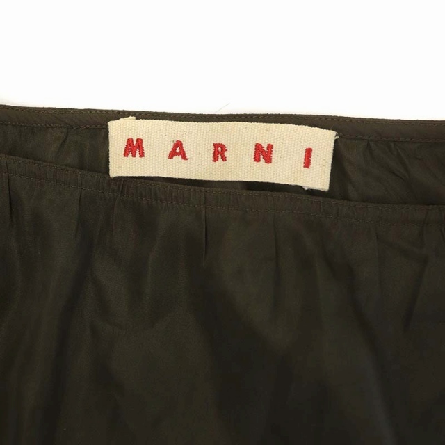 マルニ MARNI シルクバイカラーフレアスカート ロング 切替 中綿 36 カーキブラウン 黒 ブラック /AA ■OS ■SH レディース_画像3