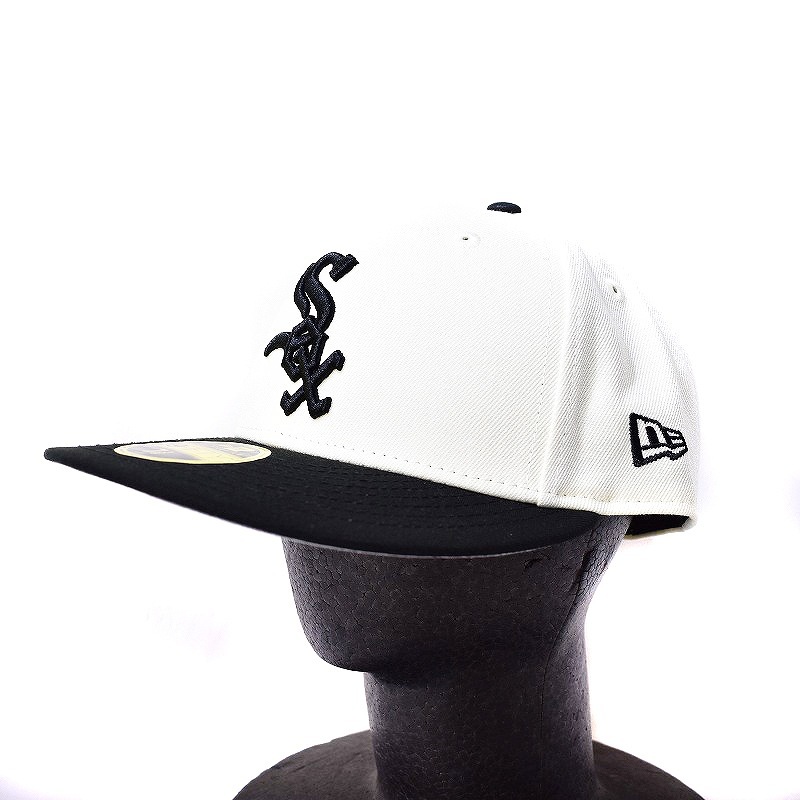本物品質の SOX キャップ 帽子 2-TONE PROFILE LOW 59FIFTY ERA NEW ニューエラ シカゴ ホワイト 白 ブラック  黒 58.7cm 3/8 ホワイトソックス ニューエラ