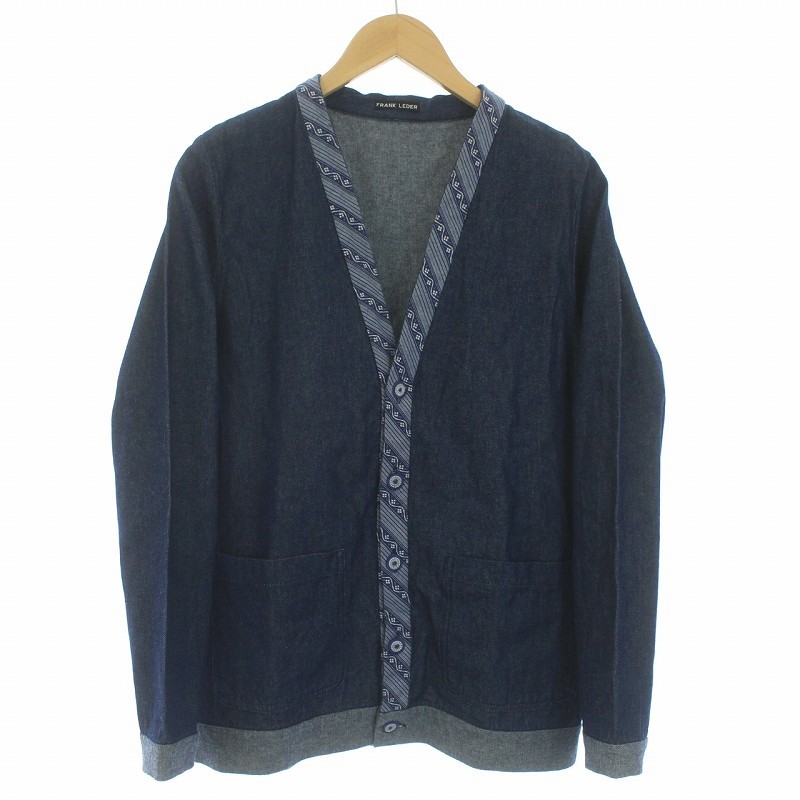 フランクリーダー FRANK LEDER 8OZ WASHED DENIM CARDIGAN カーディガン 刺繍 長袖 S インディゴ /TK メンズ