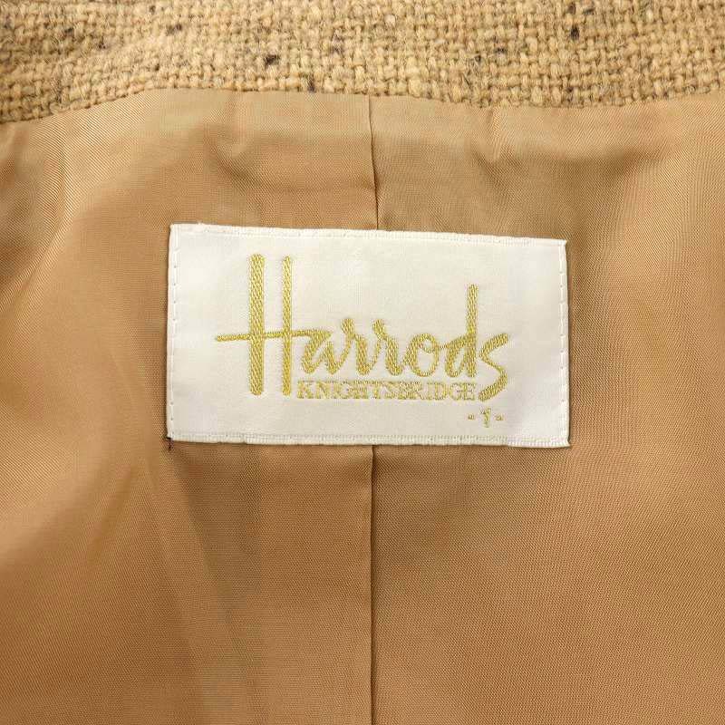 ハロッズ Harrods スーツ セットアップ 上下 ジャケット フレアスカート ひざ丈 ツイード 1 S 2 M ベージュ_画像7