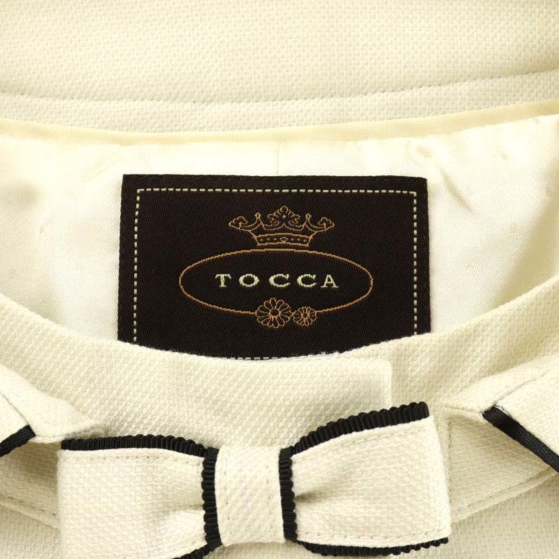 トッカ TOCCA ステンカラーコート リボン ロング丈 コットン 0 XS 白 ホワイト /AN42 レディース_画像4