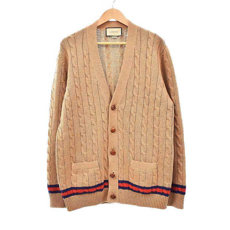 グッチ GUCCI 21AW ウェブ ストライプ付き ケーブルニット