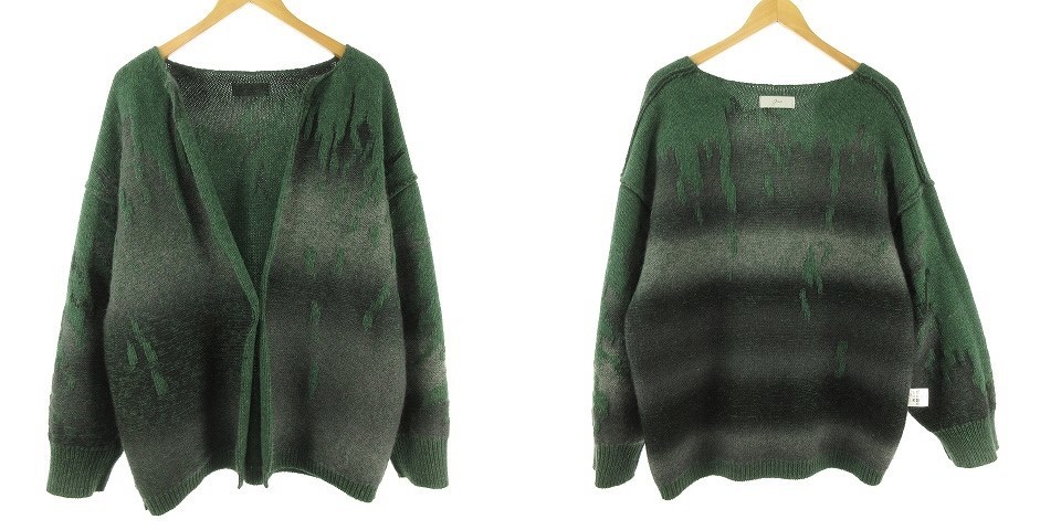 アマチ amachi. 21AW Rainy Pattern Knit Cardigan モヘヤ レイン