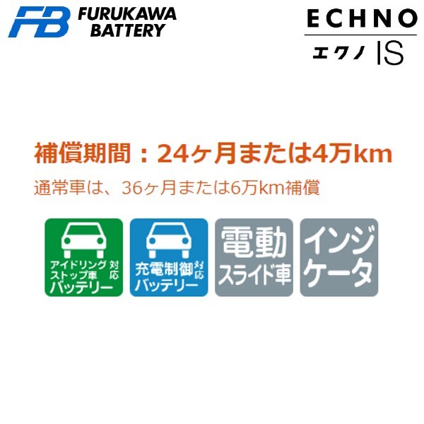 古河電池 エクノIS カーバッテリー トヨタ RAV4 TA-ACA21W HN60R/B24R 古河バッテリー 送料無料_画像2