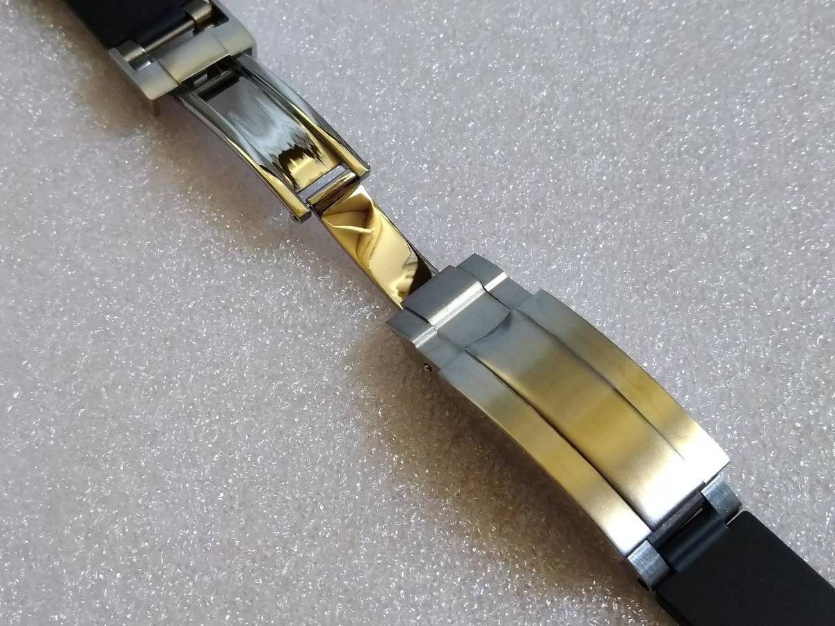【未使用】 腕時計ベルト グライドロッククラスプ 黒ライン 弓型 社外品（訳あり）_画像3