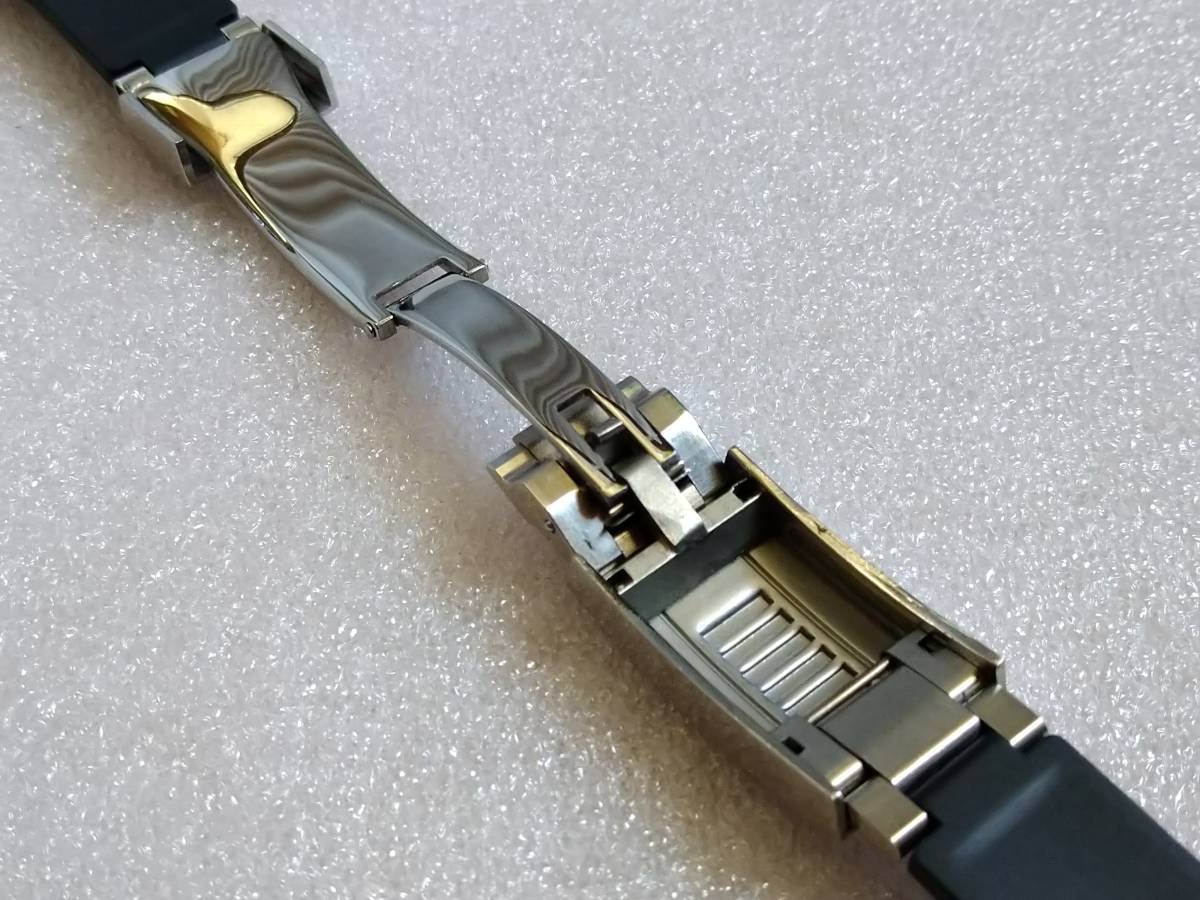 【未使用】 腕時計ベルト グライドロッククラスプ 黒ライン 弓型 社外品（訳あり）_画像4
