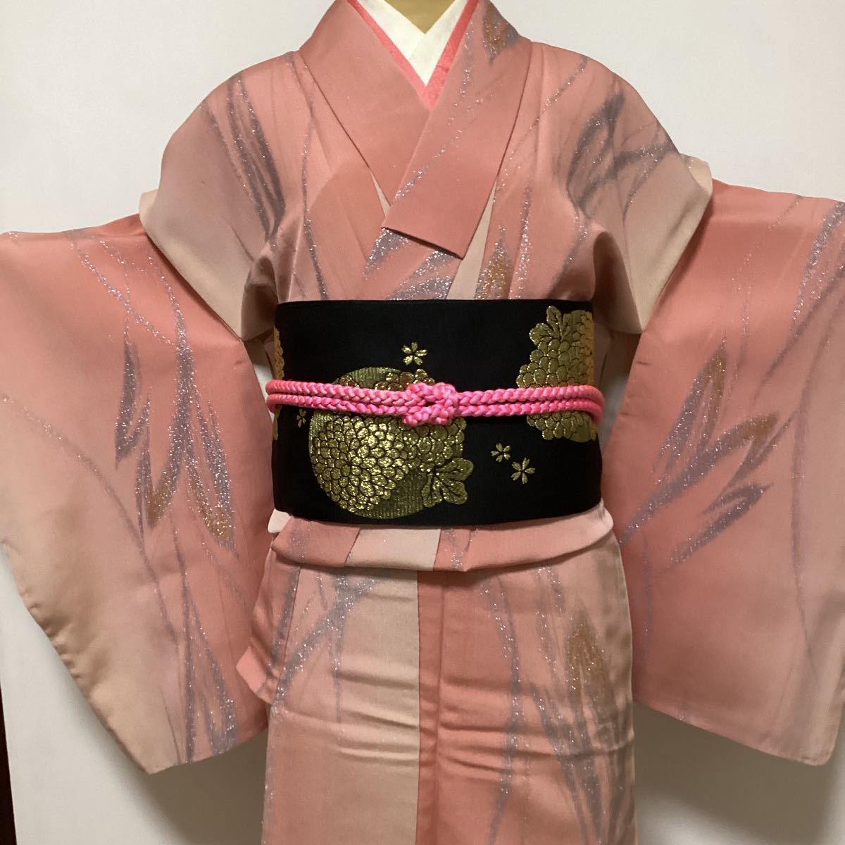 品質のいい やんやん6922 桃色ぼかしにラメがキラキラ 説明も有ります