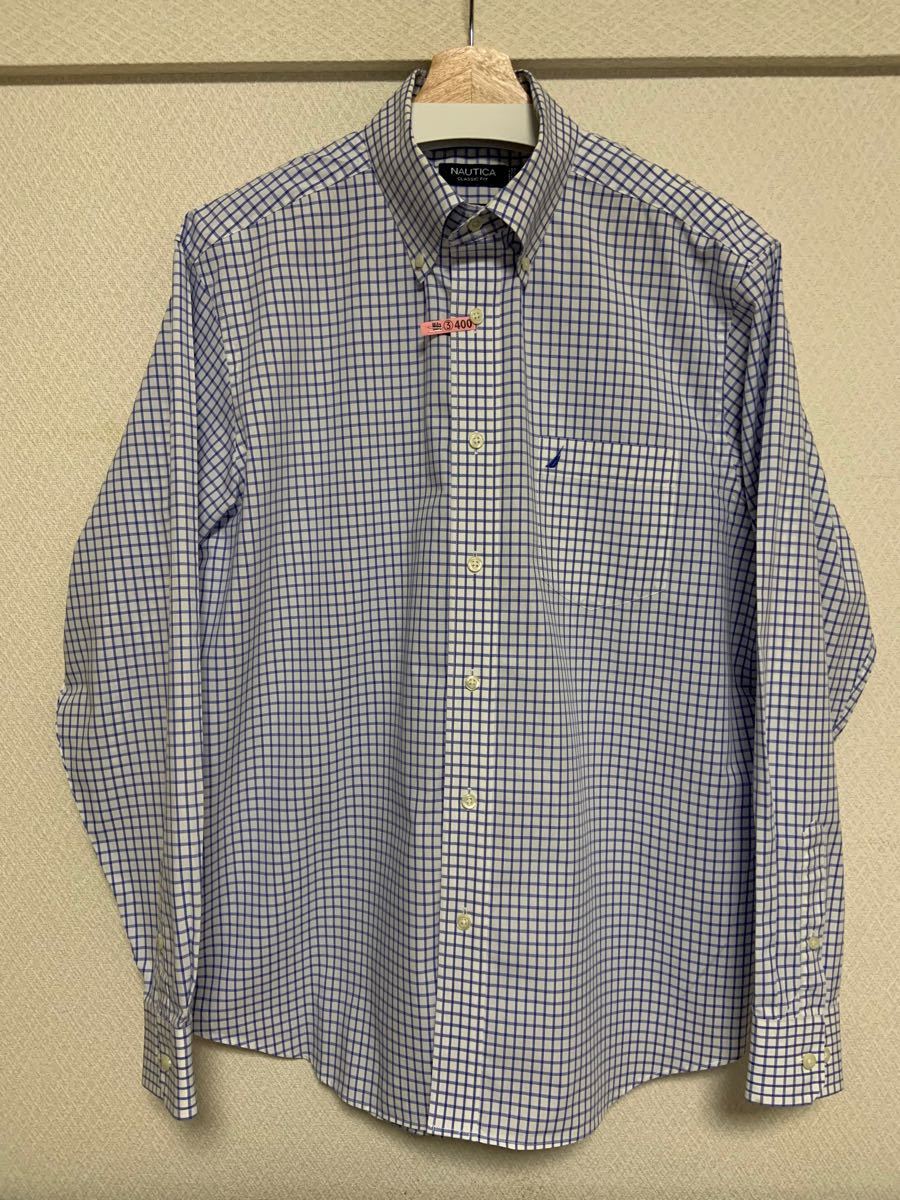 NAUTICA◇ノーティカ ボタンダウンシャツ チェック柄 ビジネス クラシックフィット WRINKLE RESISTANT L