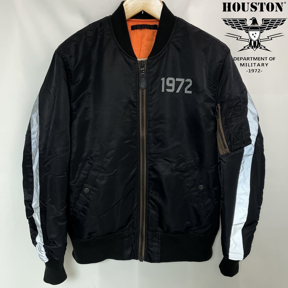 HOUSTON ヒューストン REFLECT Logo MA-1 Flight Jacket 45周年記念モデル リフレクト MA1 フライトジャケット ブルゾン ジャンパー　XL_画像1