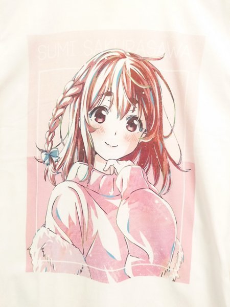 ap5916 ○送料無料 新品 レディース 彼女、お借りします 桜沢 塁 プリント Tシャツ Lサイズ ホワイト 伸縮性 アニメ キャラ 綿100%_画像4