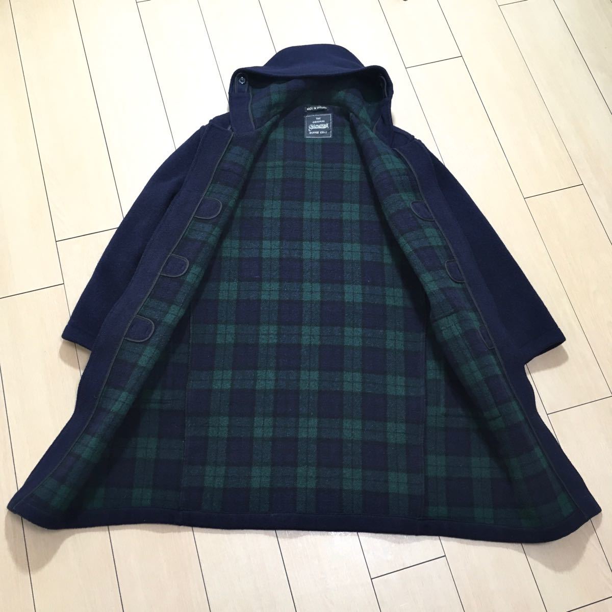 美品】グローバーオール ダッフルコート軽量ウールナイロン裏チェック