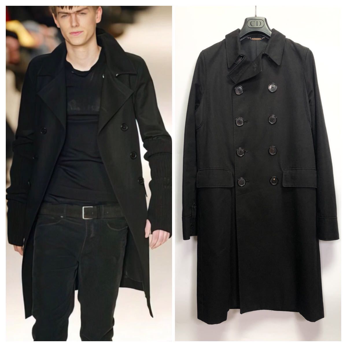 ヤフオク! - 2004AW ディオールオム ダブルロングコート42 黒