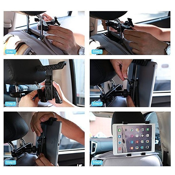iPad アイパッド 車 アクセサリー ヘッドレスト 用 タブレット マウント ホルダー セット 挟む 取付固定 後部座席 車載 ネックレ_画像10
