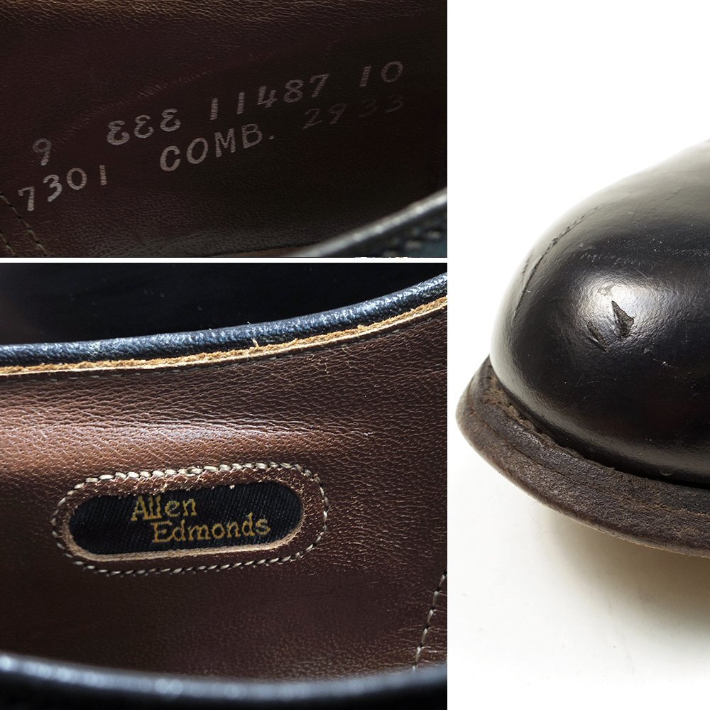 9EEE 27cm相当　Allen Edmonds Belgium　アレンエドモンズ ベルギー　U-throat bal　シューズ　USA製　内羽根　Uスロートバル　/U6427_画像10