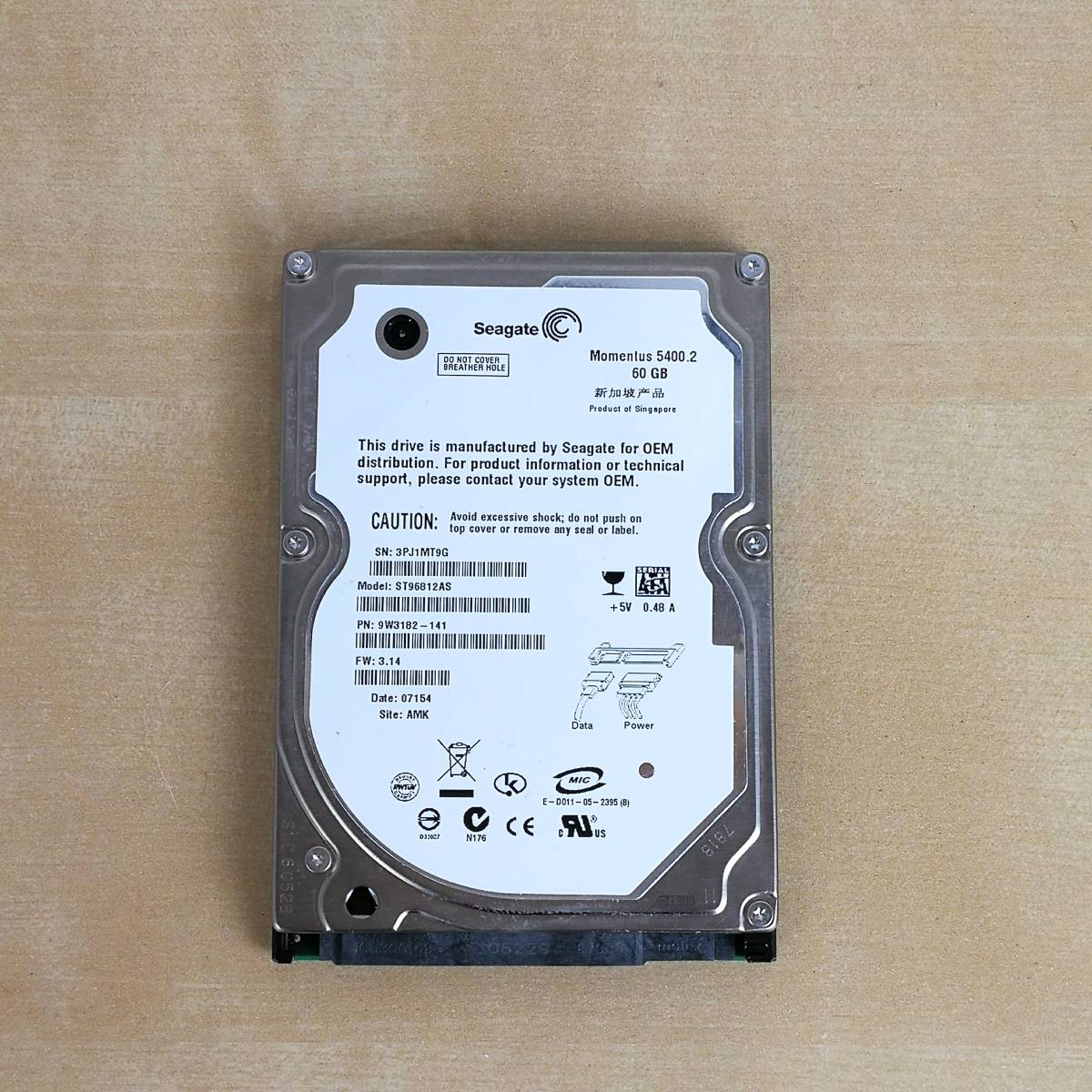 Seagate 2.5" Serial ATA 60GB ST96812AS 中古