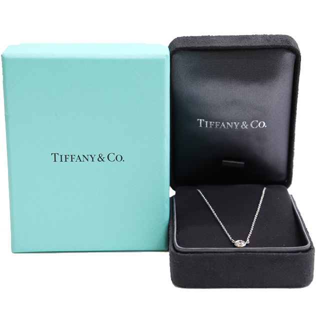 (新品仕上げ済）ティファニー TIFFANY バイザヤード ダイヤ ネックレス 1PD Pt950 0.20ct E-VS1-3EX 鑑定書 プチネックレス 8737_画像7