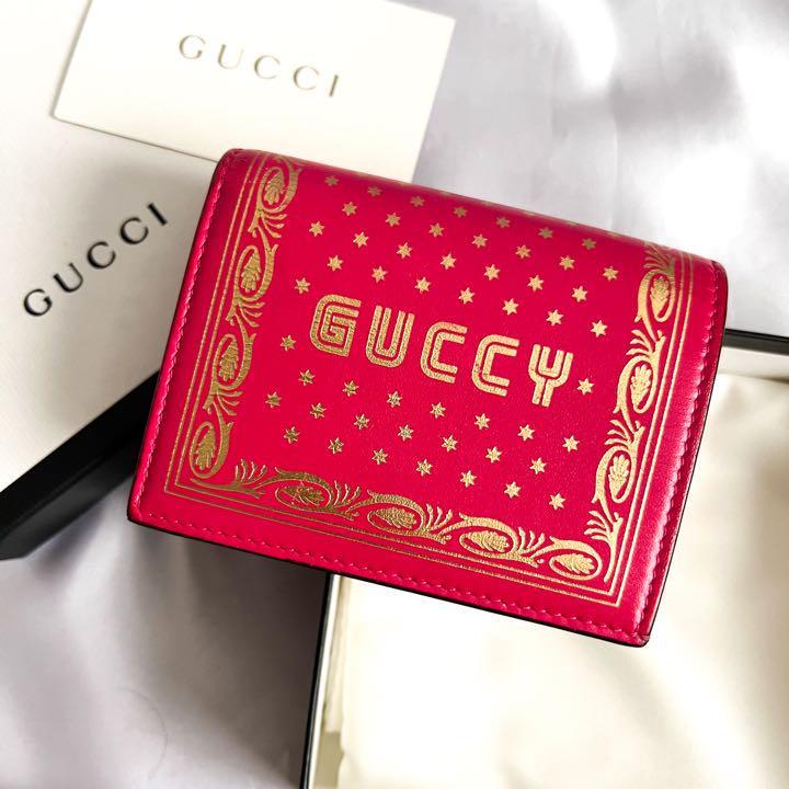 1円《極美品》 グッチ 二つ折り財布 セガ SEGA コラボ ピンク レザー レディース GUCCY コンパクトウォレット プリント