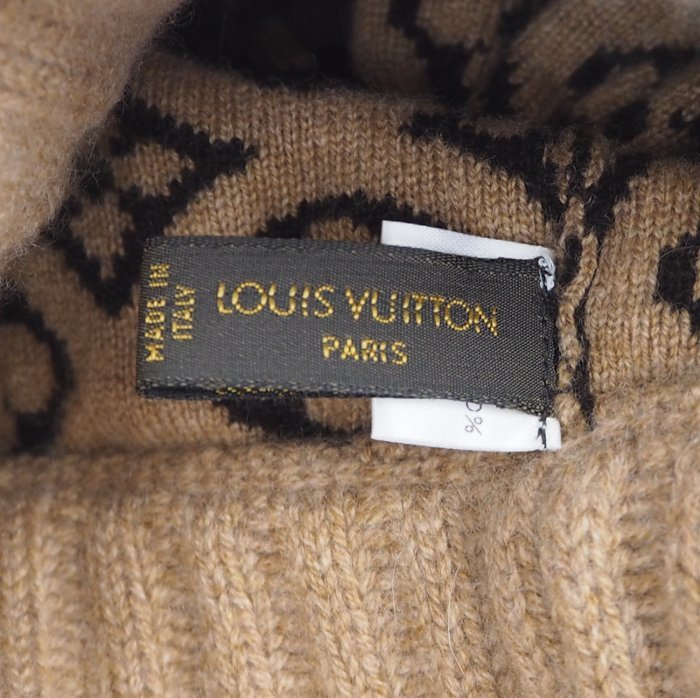 Louis Vuitton ルイヴィトン ニット帽 ニット 帽子 カシミヤ100％ ブラウン系 モノグラム ケース付 [49668]_画像7