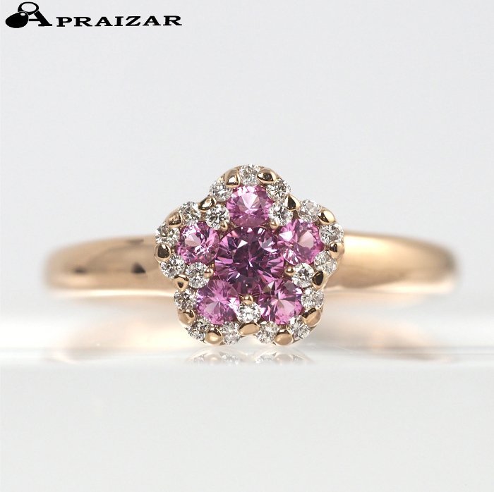ホットセール ダイヤ0.10ct ピンクサファイア0.32ct K18ピンクゴールド