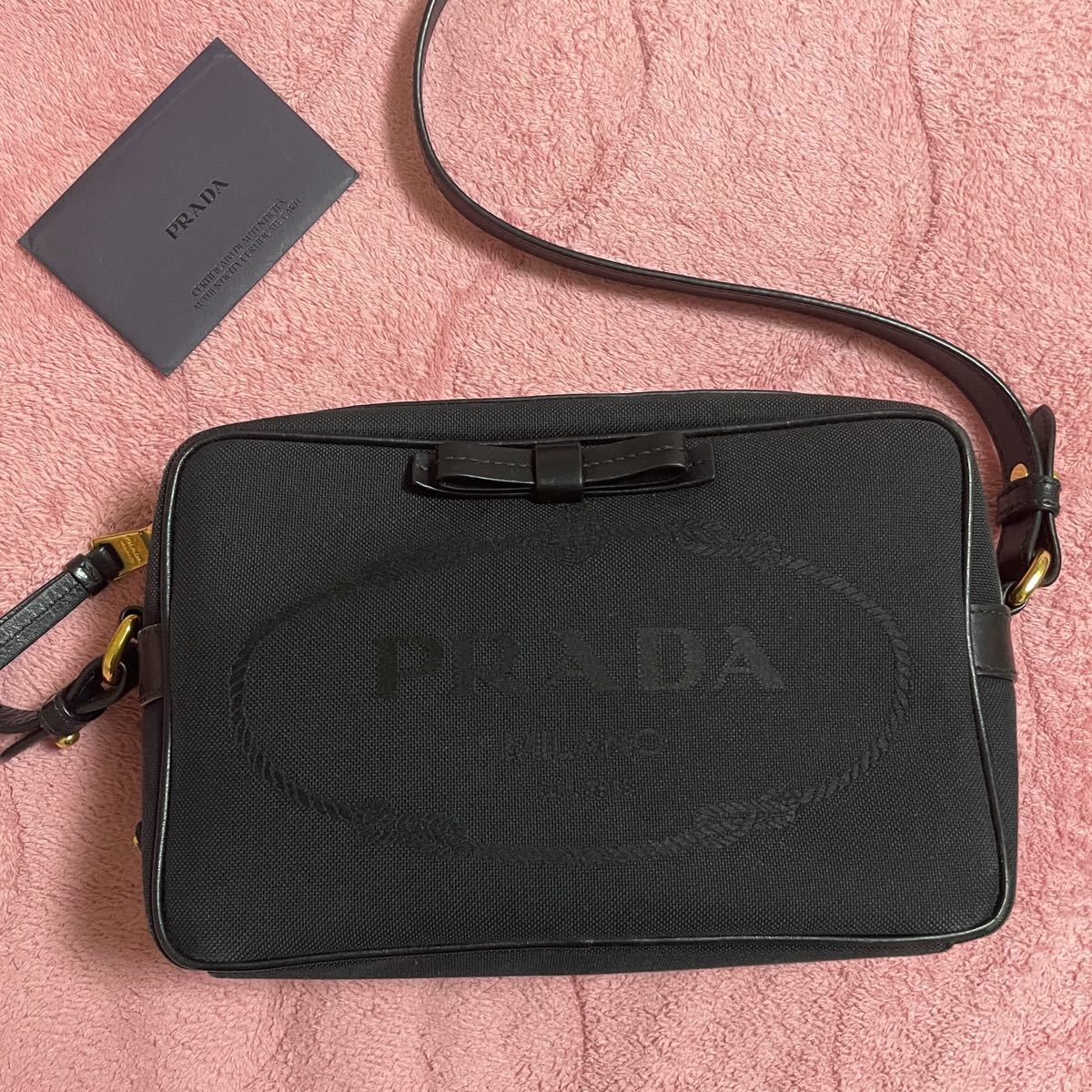 待望☆】 PRADA プラダ ロゴジャガード リボン ハンドバッグ 2WAY
