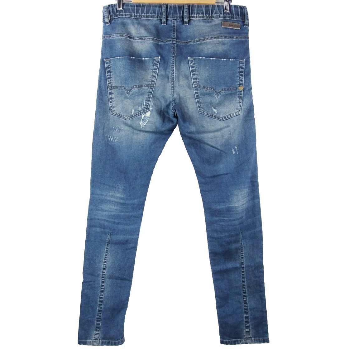 ■DIESEL ディーゼル KROOLEY-NE 0678J ジョグジーンズ JOGG JEANS インディゴ リペア加工 ストレッチ ニットデニム ジョグパンツ size 30_画像2